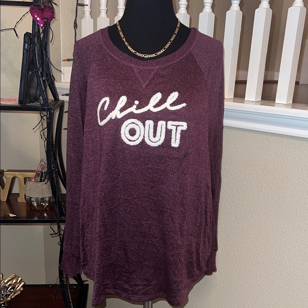 Secret Treasures Women's Maroon 'Chill Out' Sweatshirt